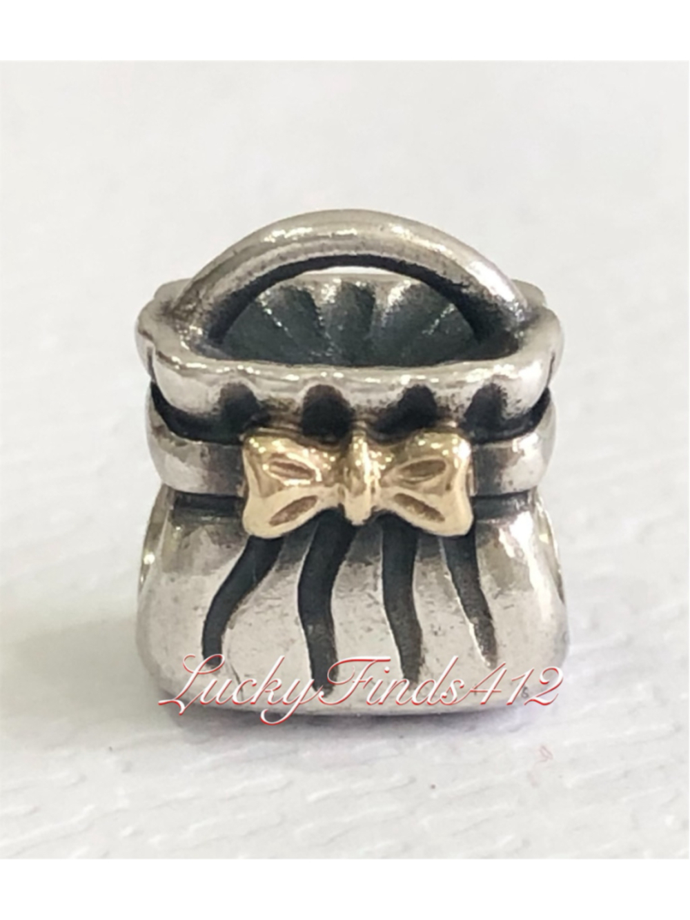 Authentic Pandora Bow Purse Two Tone Charm Retired